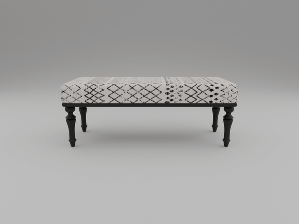 Checkers Pattern Upholstered Ottoman Bench