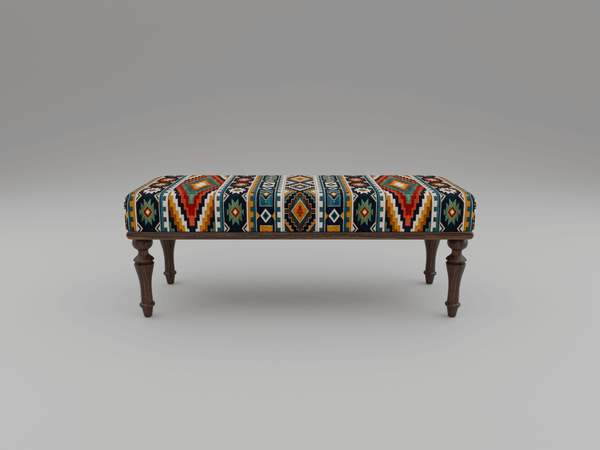 Kilim Upholstered Entryway Handmade Ottoman Bench