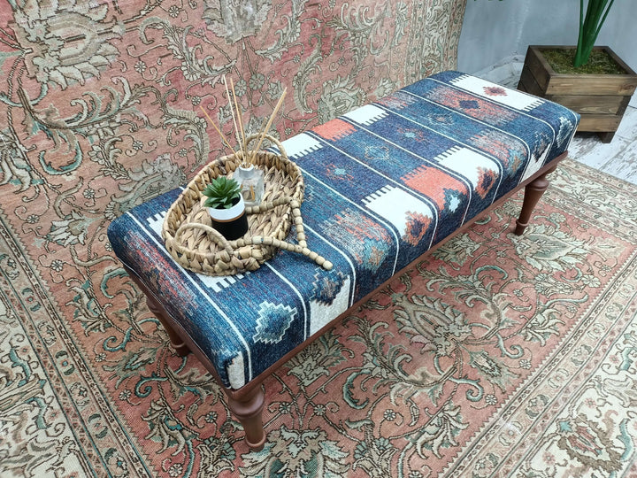 Living Room Bench Seat, ottoman bench, coffee table, kilim bench, ottoman seat, hallway bench, entryway bench, Bedroom Bench for Hallways