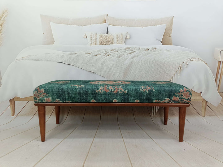 Green Ottoman Piano Bench ottoman bench, end of bed bench, ottoman seat, bench seat, entryway bench, hallway bench, piano bench