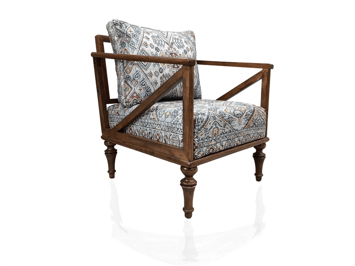 Handcrafted 2-in-1 Convertible Rocking Armchair, Library Reading Armchair, Bedroom Decorative Armchair, Vintage Pattern Design Armchair, Rocking Armchair