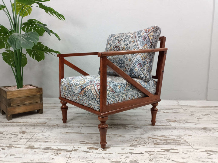 Padded chair, Rocking chair, Handmade armchair, Wood work chair, One seat chair, Living room chair, Rest chair, Nursery chair, Outdoor Armchair