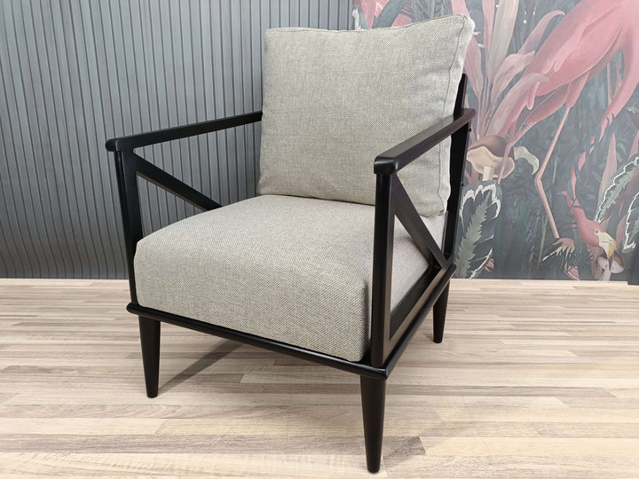 Black Wood Leg Rocking Armchair, Ottoman Sitting Rocking Armchair, Comfortable Home Library Armchair, Elegant Reading Armchair