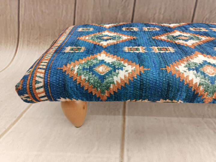 Relaxation Bench with Backrest, Stylish Bohemian Pattern Upholstered Bench, Detailed View Of Upholstered Bench Cushion, Erasable Sitting Bench Movie To Watch Comfort Bench