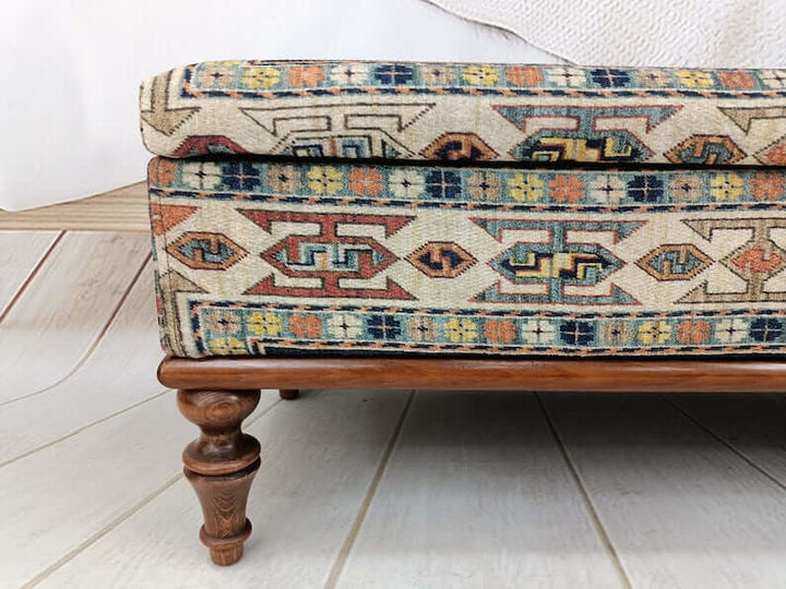 Replacement Shoe Stool Bench, Embroidered Wooden Stool Bench, Bedroom Ottoman Makeup Stool Bench, Padded Foot Stool Small Ottoman Bench Breathable Bench