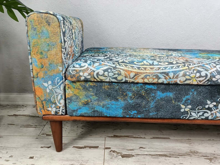 Designer Bench, Elegant Large Bench, Comfortable Bench, Luxury Bench, Bench with Printed Fabric, Elegant Reading Bench, Cocktail Ottoman, Hallway Bench