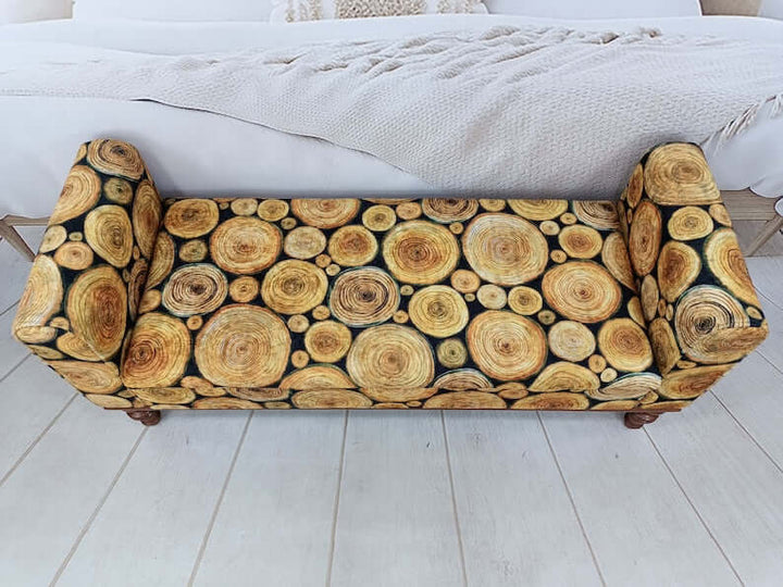 Embroidered Wooden Stool Bench, Bedroom Ottoman Makeup Stool Bench, Bedroom Ottoman Wooden Bench, Upholstered with Turkish Patchwork Bench