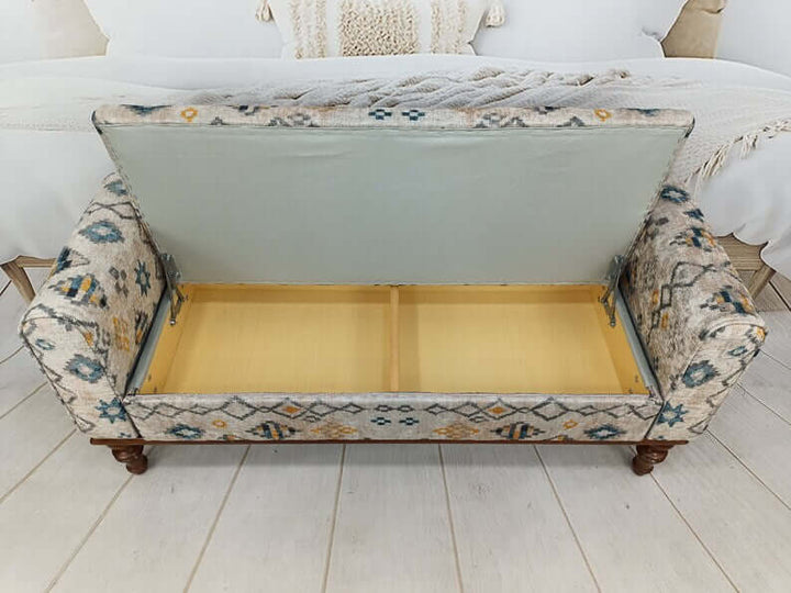 Unique Looking Footstool Bench, Outdoor Decorative Bench, Entyway Hall Sitting Bench, Baby Room Storage Footstool Bench, Retro Fabric Upholstered Bench