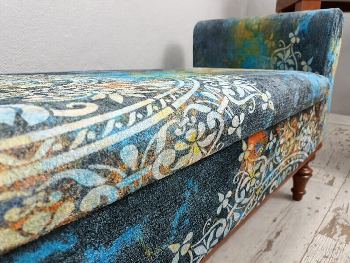 Home Rocking Bench, Mid Century Modern Upholstered Fabric Rocking Bench, Movie To Watch Comfort Bench Mid Century Modern Upholstered Fabric Bench