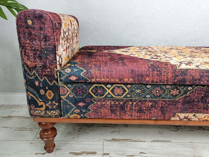 Upholstered Ottoman Stool Bench, Modern Velvet Vanity Stool Bench with Metal Legs, Oriental Leg Stool Bench, Chic Red Decorative Bench, Purple Color Footstool Bench