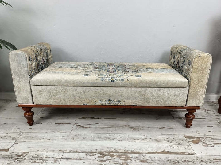 Bedroom Relax Sitting Comfortable Bench, Comfortable Sitting Bench, Wooden Rocking Bench With Oriental Legs, Quality Rocking Bench, Bedroom Decor Bench