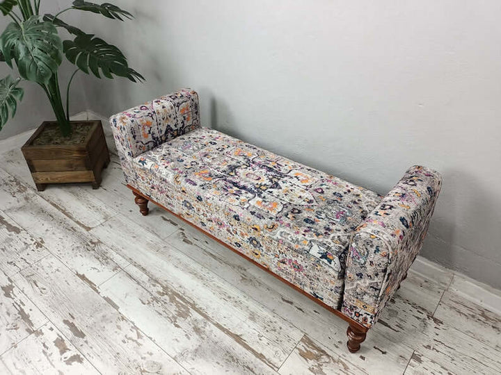 Upholstered with Turkish Patchwork Bench, Stylish Ottoman Small Footstool Shoe Changing Bench, Pedestal Stool Bench, Dining Room Ottoman Bench, Coffee Bench Piano Bench