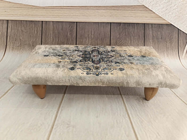 Ottoman Step Stool for Rocking Chairs, Comfortable Upholstered Bench, Oriental Brown Leg Bench, Bench For Bed End, Counc Beside Bench, Bohemian Decor Bench