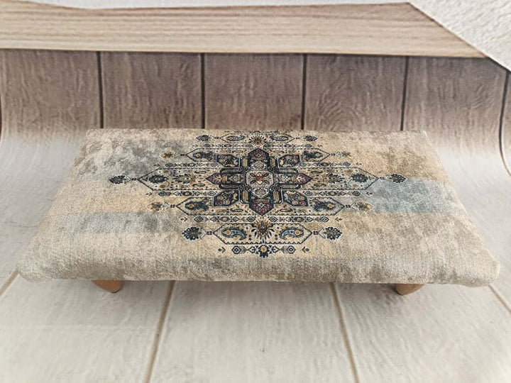 Farmhouse Wooden Riser Small Bench For Kids Steps, Dining Room Ottoman Bench, Coffee Bench Piano Bench, Embroidered Wooden Stool Bench