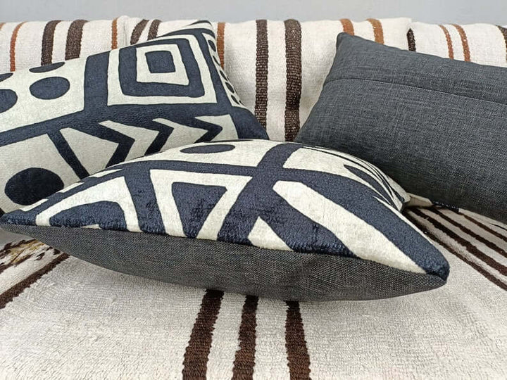 sofa pillow set kurdish kilim vintage boho pillow black accent pillow rustic cushion indoor outdoor plant light grey pillow natural stone decor wool cushion cover natural kilim pillow