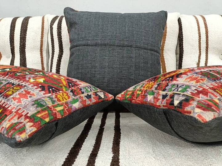 16x16 cushion cover pillow kilim beeding pillow sham pillow cover lumbar kilim kilim cover tribal pillows organic wool pillow beige cushion cover