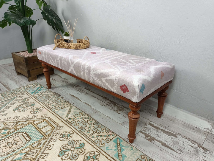 Pedestal Stool Bench, Handmade Yoga Bench, Velvet Ottoman Stool Bench, Square Ottoman Bench, Bedroom Ottoman Wooden Bench