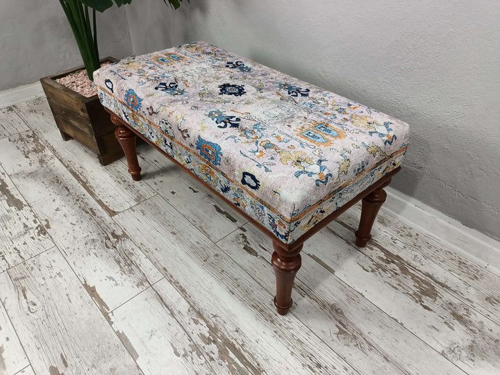 Piano Room Comfortable Footstool Bench, Children Bench Walnut Stool Bench, Bedroom Ottoman Wooden Bench, Padded Foot Stool Small Ottoman Bench 