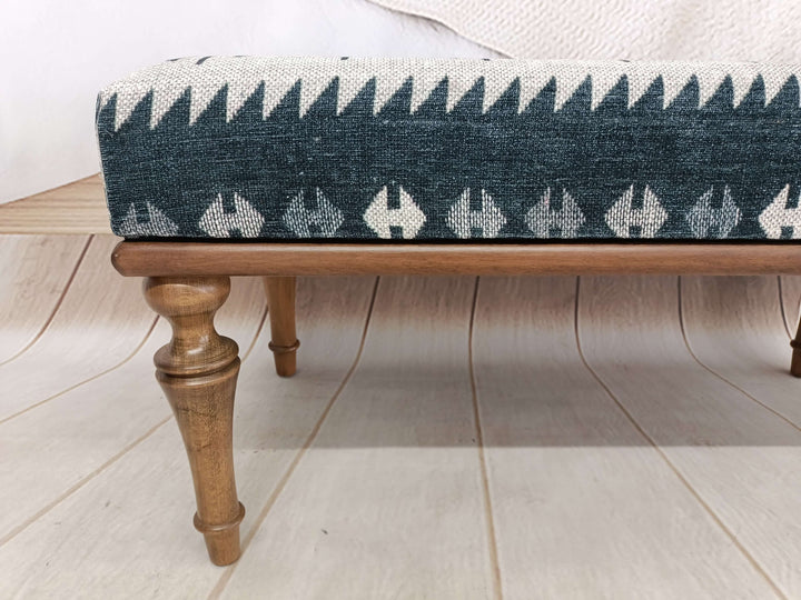 Conical Leg Upholstered Bench, Handcrafted Ottoman Bench With Interior, Ottoman Velvet Upholstered Bench, Ottoman Bench With Easy Maintenance Upholstered