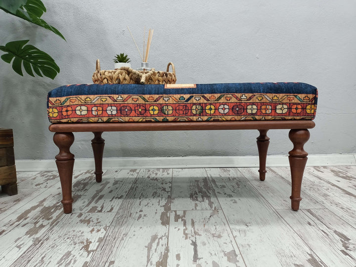 Bohemian bench, Ottoman bench, Dark Brown Leg Footstool Bench, Anatolian Bench, Ottoman Durable Footstool Bench, Cloakroom Front Bench