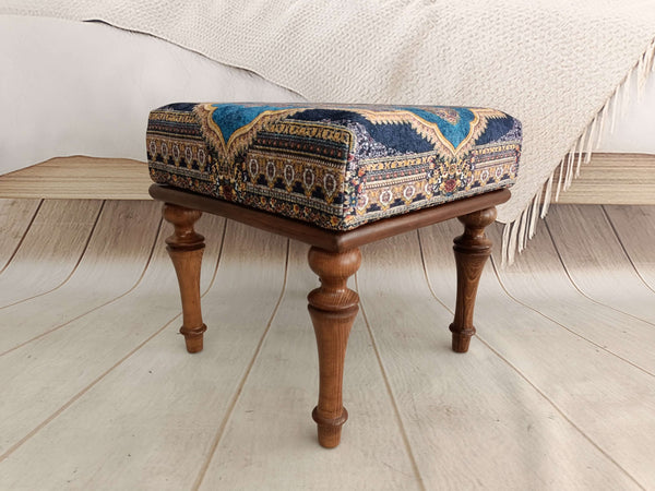 Ottoman Chic Designer Square Footstool Bench