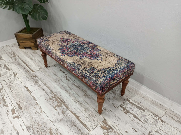 Pet Friendly Upholstered Bench, Modern Bench with Wooden Base Decorative Ottoman Bench With Velvet Upholstered, Breastfeeding Bench, Designer Upholstered Ottoman Bench