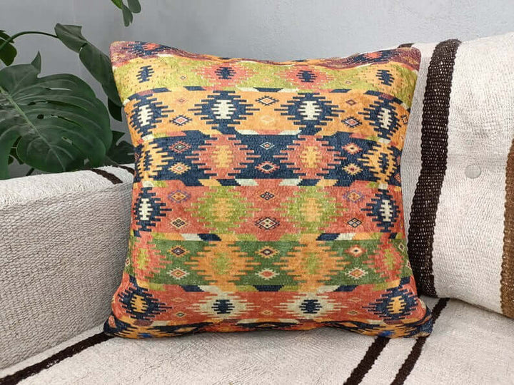 artificial decor ethnic fabric pillow kilim design large storage wall holder hanging 16 x 16 inches rustic style indoor plant decor indoor pot