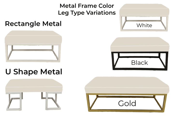 Upholstered Ottoman Stool Bench, Modern Velvet Vanity Stool Bench with Metal Legs, Oriental Leg Stool Bench, Cocktail Ottoman, Storage Footstool Bench