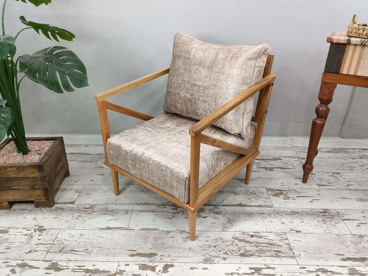 Farmhouse Armchair , Dressing room Armchair, Window seat, Wooden Leg Armchair, Oriental Leg Walnut Armchair, Simple Sofa Solid Wood Armchair