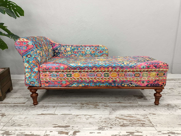 Upholstered Storage Chaise Lounge, Multicolor Comfortable Sofa Bench, Livingroom Sofa Bench, Kitchen Sitting Sofa Bench, Decorative Sofa Bench, Bohemian Stool Bench