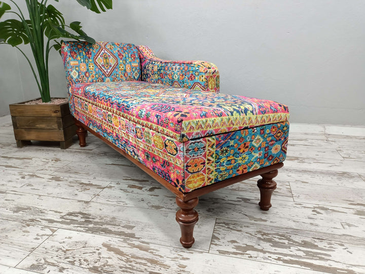 Reading Lounge Bench, Living Room Furniture Bench, Velvet Fabric Covered Bench, Footstool Bench with Lumbar Pillow, Easy to Clean Natural Leg Bench