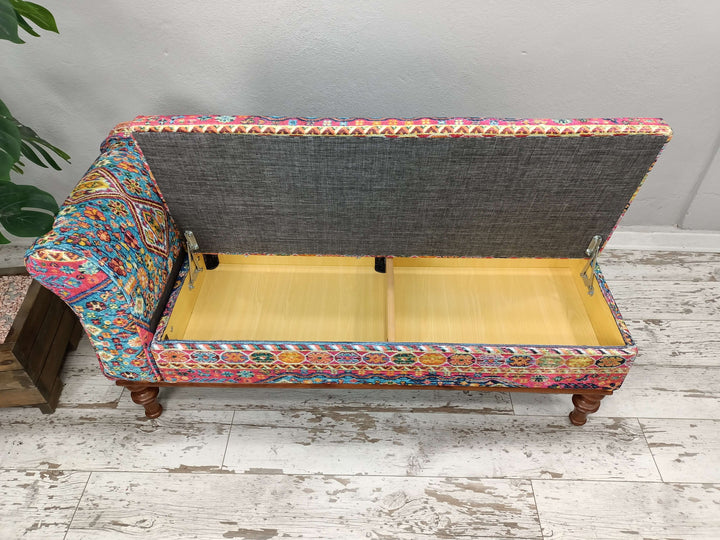 Decorative Footstool Bench, Bohemian Stool Bench, Decoration Oriantal Leg Livingroom Bench, Turkish Motif Showy Livingroom Bench, Bedroom Bench