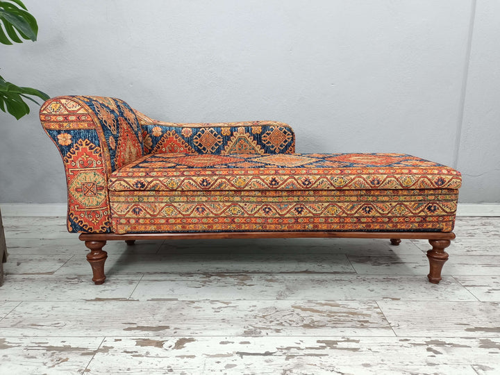 Stylish Bohemian Pattern Upholstered Chaise Lounge, Entrance Hall Modern Decor Sitting Chaise Lounge, Home Rocking Chaise Lounge, Rustic Chaise Lounge