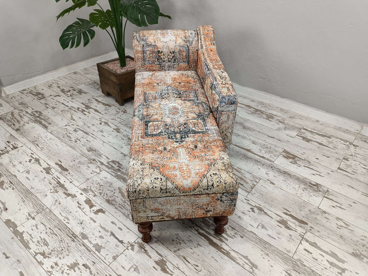 Stylish Bohemian Pattern Upholstered Bench, Entrance Hall Modern Decor Sitting Bench, Home Rocking Bench, Mid Century Modern Upholstered Fabric Rocking Bench