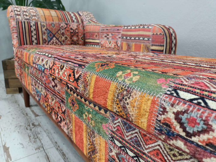 Stylish Bohemian Pattern Upholstered Chaise Lounge, Entrance Hall Modern Decor Sitting Chaise Lounge, Home Rocking Chaise Lounge