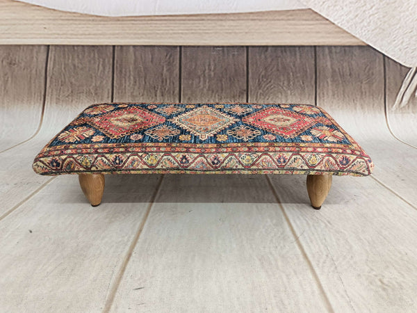 Step stool for bed, Lightweight stool, End Of Bed Bench, Turkish Kilim Pattern Ottoman Bench with Storage, Upholstered Bench, Modern Velvet Vanity Stool with Metal Legs