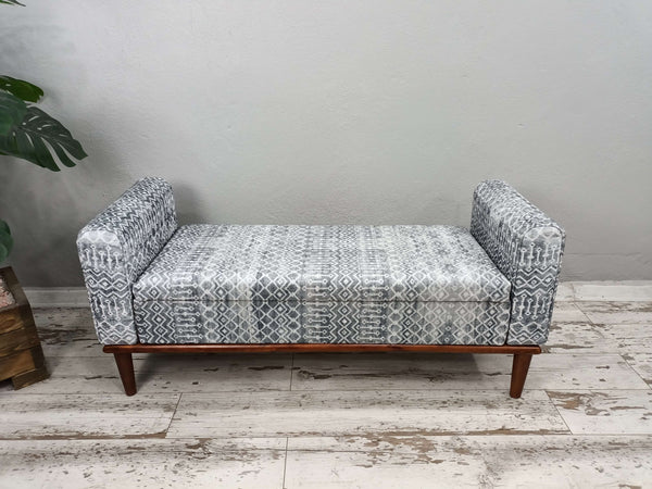 Silver Color Velvet Fabric Upholstered Sitting Bench