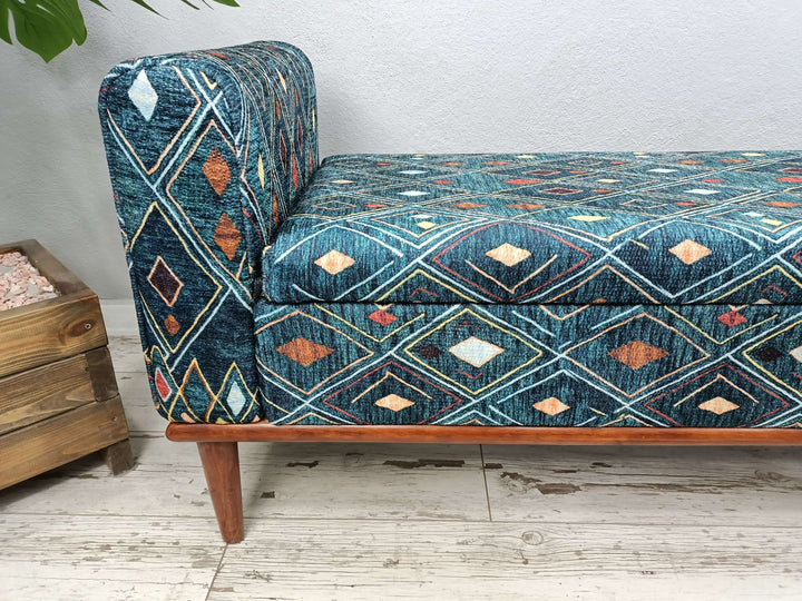 Conical Leg Upholstered Bench, Handcrafted Ottoman Bench With Interior, Ottoman Velvet Upholstered Bench, Ottoman Bench With Easy Maintenance Upholstered