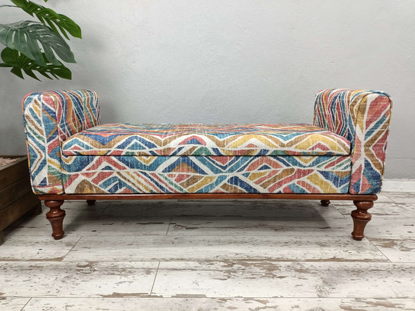 Multicolor Oriental Leg Wooden Relaxing Bench