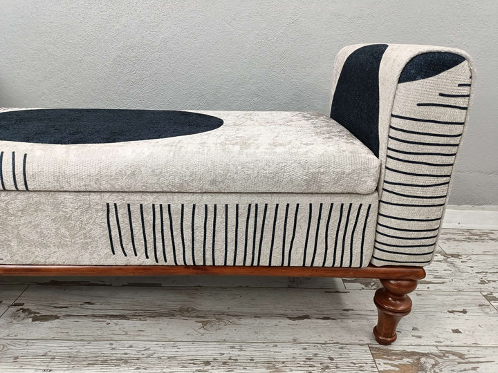 Bench with Printed Fabric, Natural Ottoman Bench With Classic Legs, Customizable Dining Room Velvet Bench, new house decor Bench