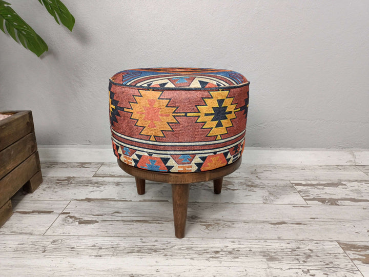 Mountain House Round Bench, Cocosh Round Bench, fancy Round Bench, new house decor, Mid-century Round Bench, Upholstered Ottoman Round Bench